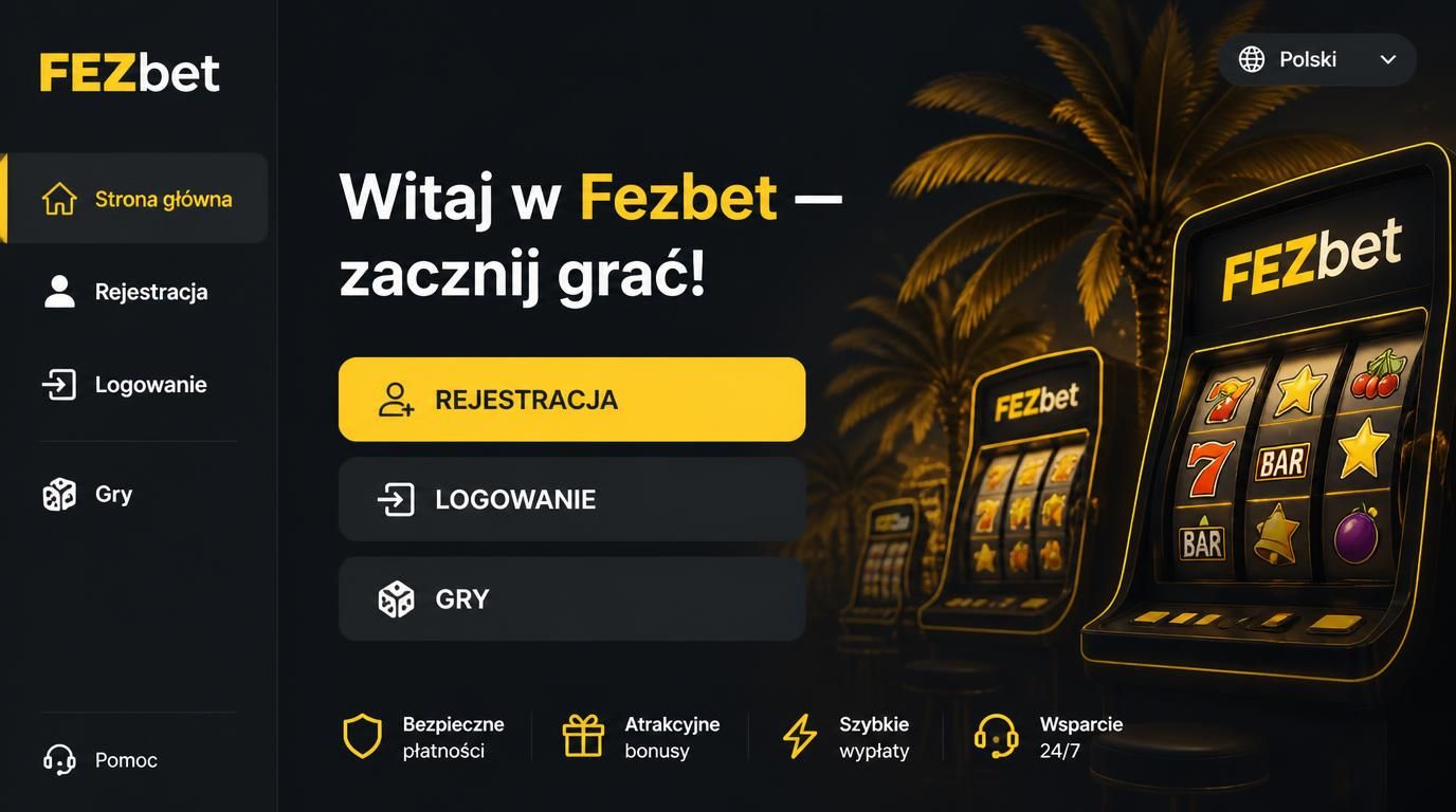 Interfejs aplikacji Fezbet przy pierwszym uruchomieniu z dużymi przyciskami
